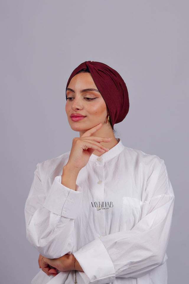 Turban Croisé Cotton - Grenat