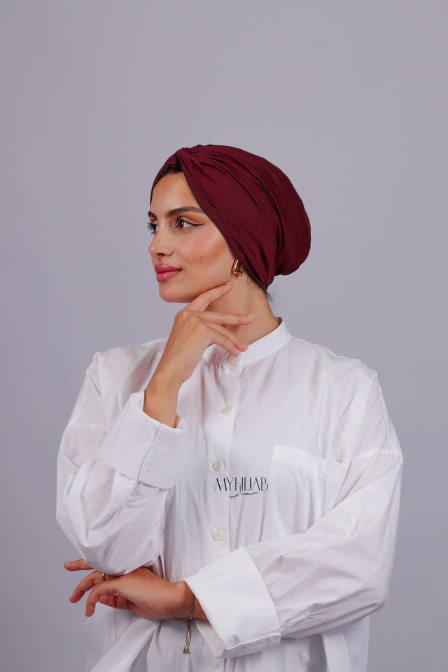 Turban Croisé Cotton - Grenat