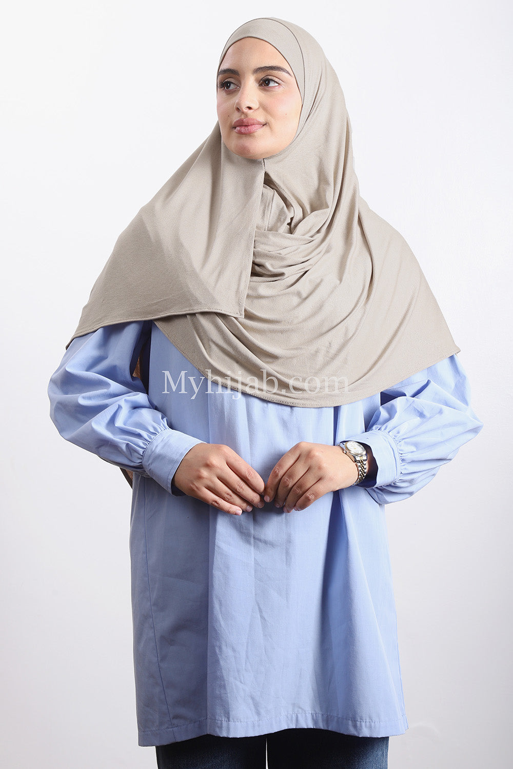 Lycra deux plis - Beige noeud