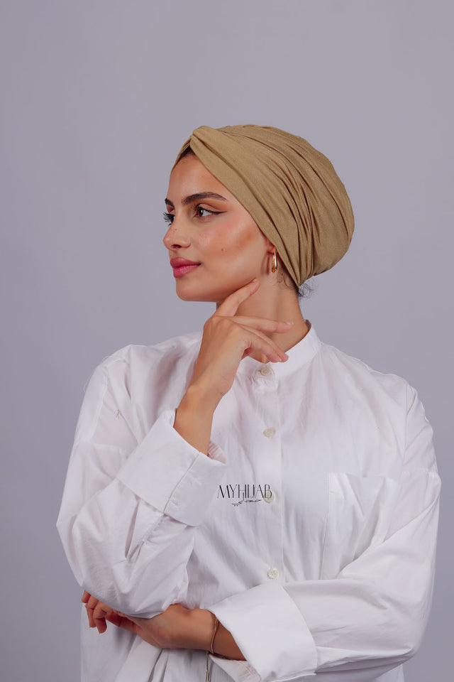 Turban Croisé Cotton - Beige sable