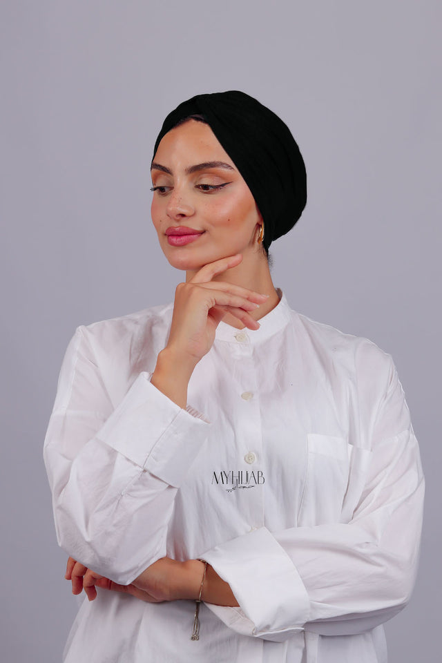 Turban Croisé Cotton - Noir