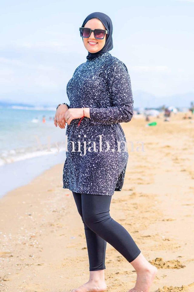 Burkini Tabaquia noir-blanche