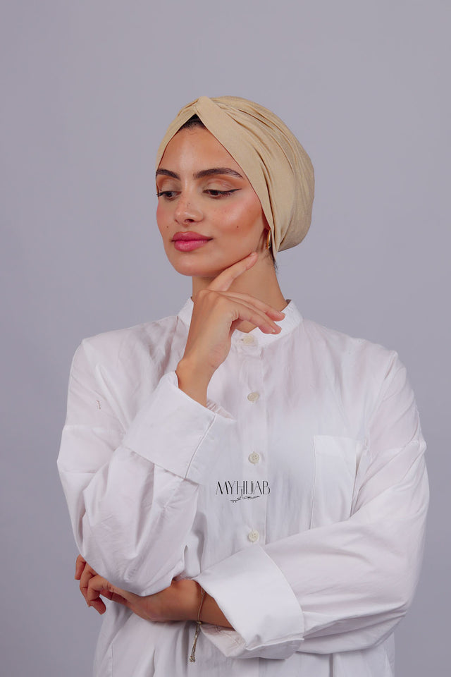 Turban Croisé Cotton -Beige