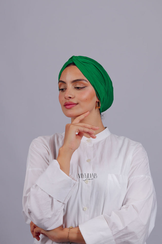 Turban Croisé Cotton - Vert gazon