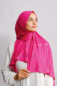 Jersey premium strass - Rose fushia