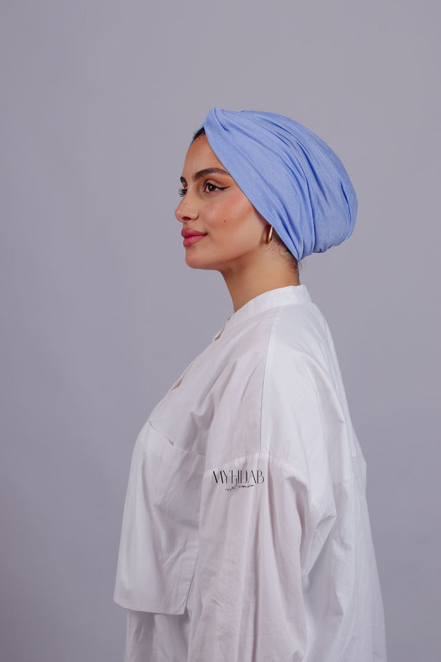 Turban Croisé Cotton - Bleu ciel