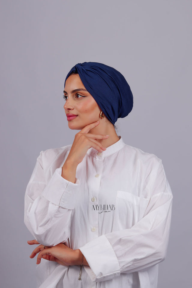 Turban Croisé Cotton - Bleu marine
