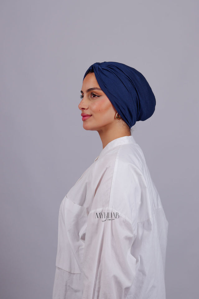 Turban Croisé Cotton - Bleu marine