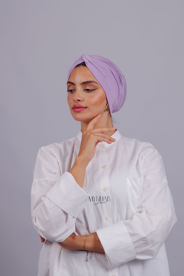 Turban Croisé Cotton - Mauve clair