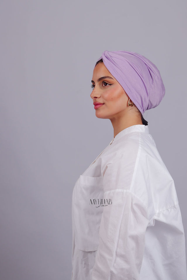 Turban Croisé Cotton - Mauve clair