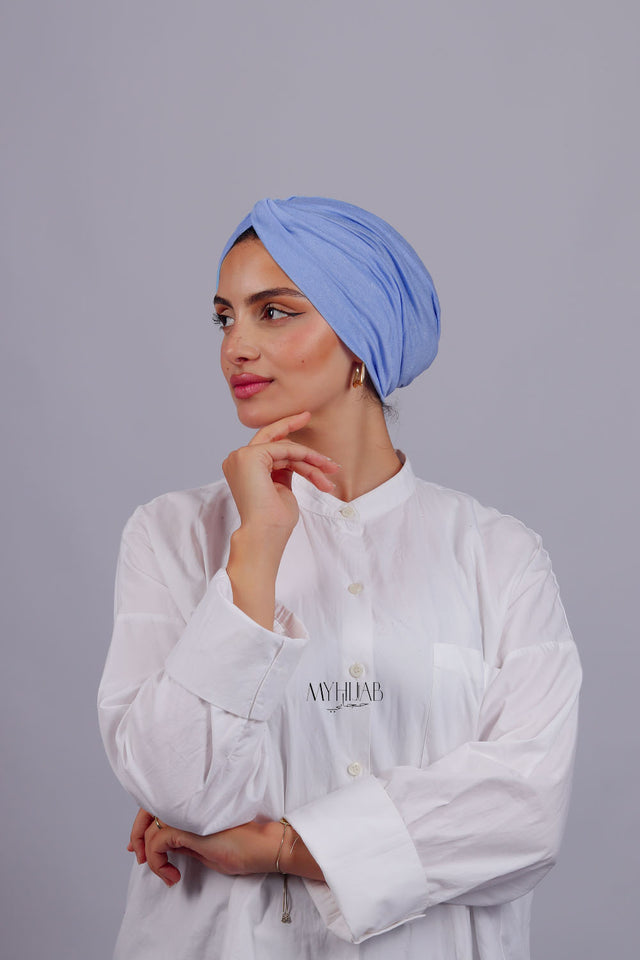Turban Croisé Cotton - Bleu ciel