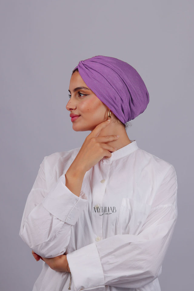 Turban Croisé Cotton - Violet clair