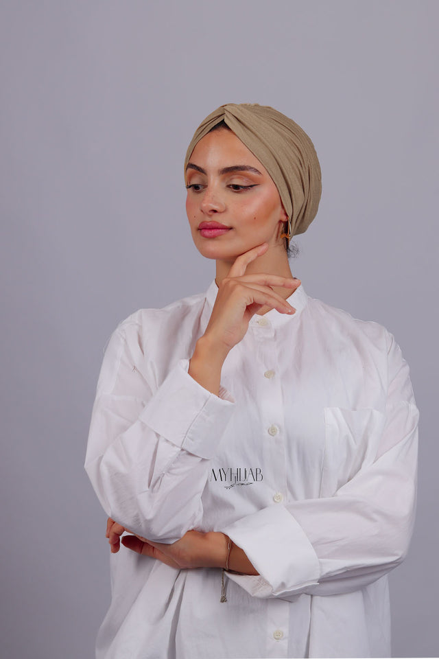 Turban Croisé Cotton - Beige nude