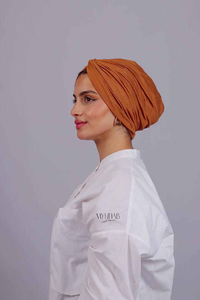 Turban Croisé Cotton - Orange brule