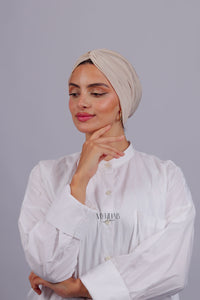 Turban Croisé Cotton - Beige milk