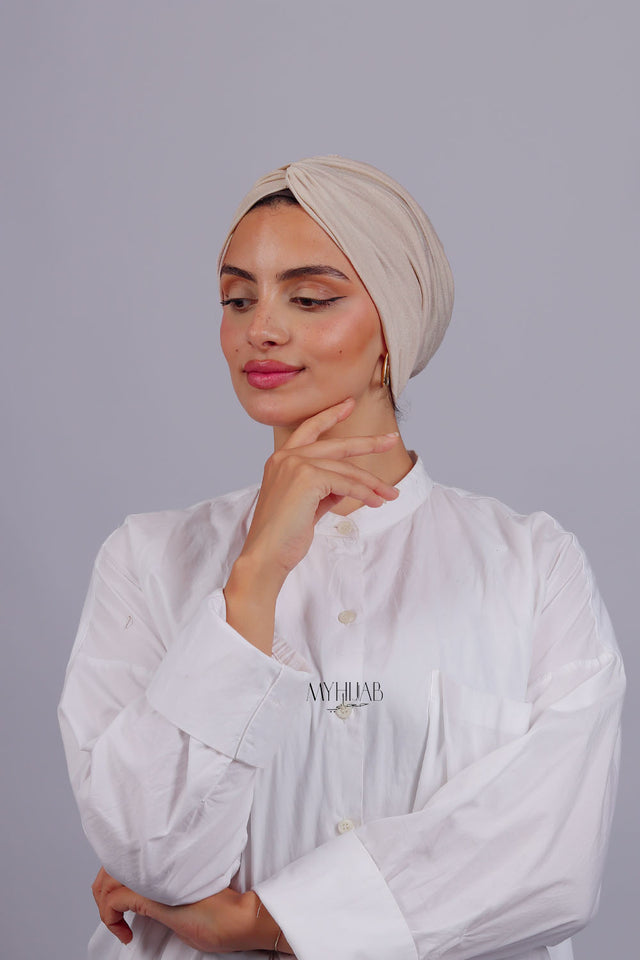 Turban Croisé Cotton - Beige milk