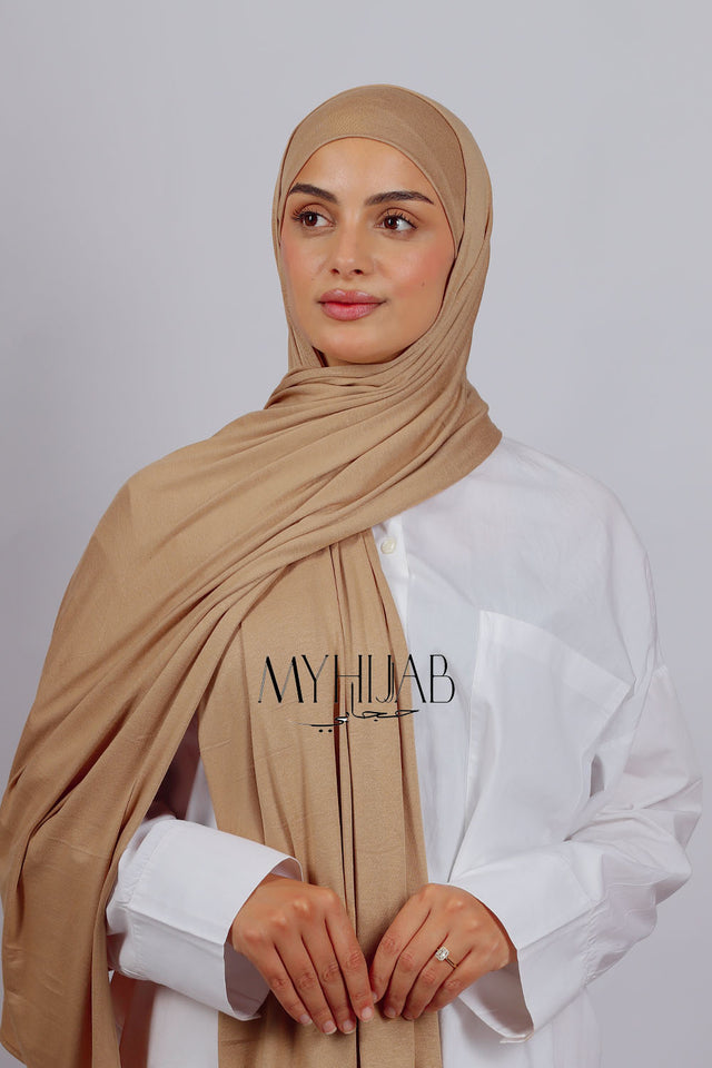 Lycra Bonnet Jasmine - Beige Camel