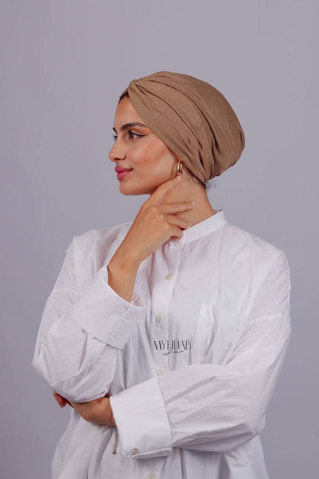 Turban Croisé Cotton - Marron pink fonce
