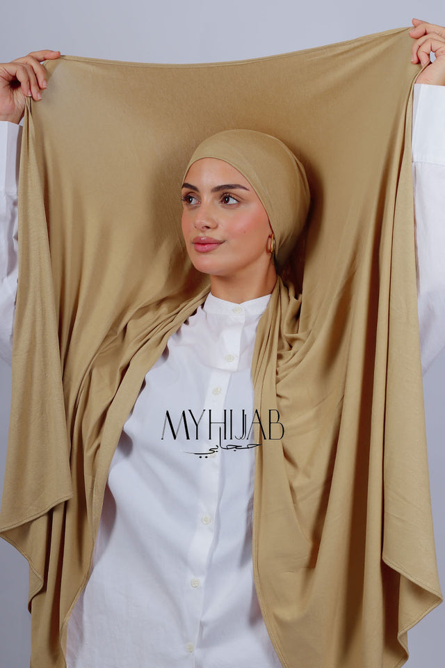 Lycra Bonnet Jasmine - Beige foncé