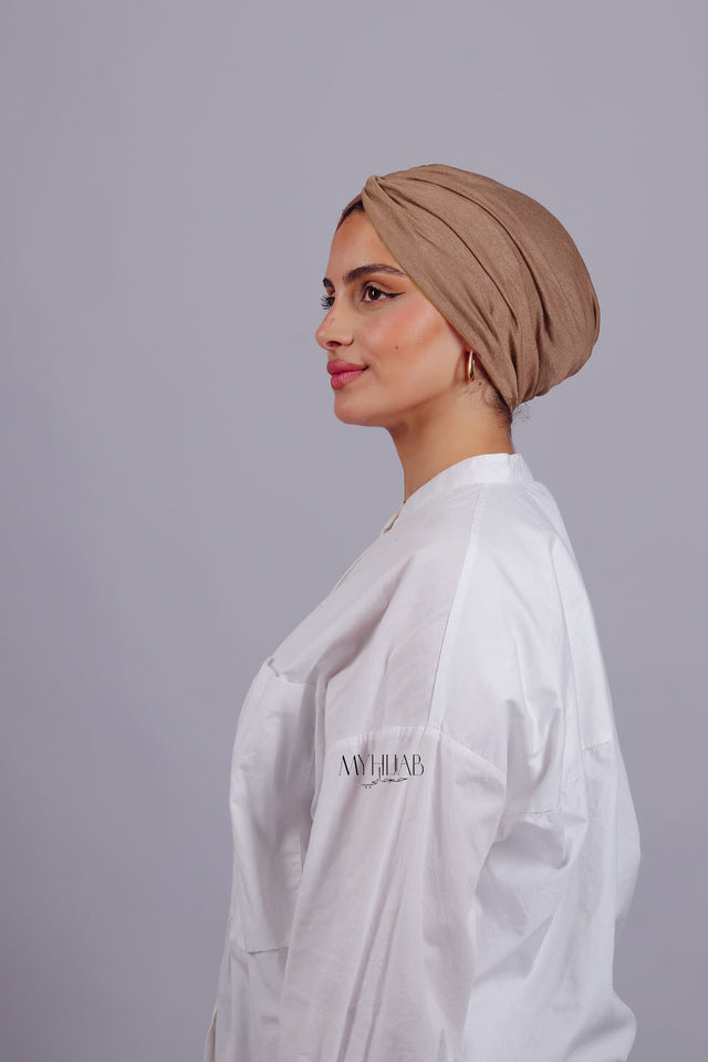 Turban Croisé Cotton - Marron pink fonce
