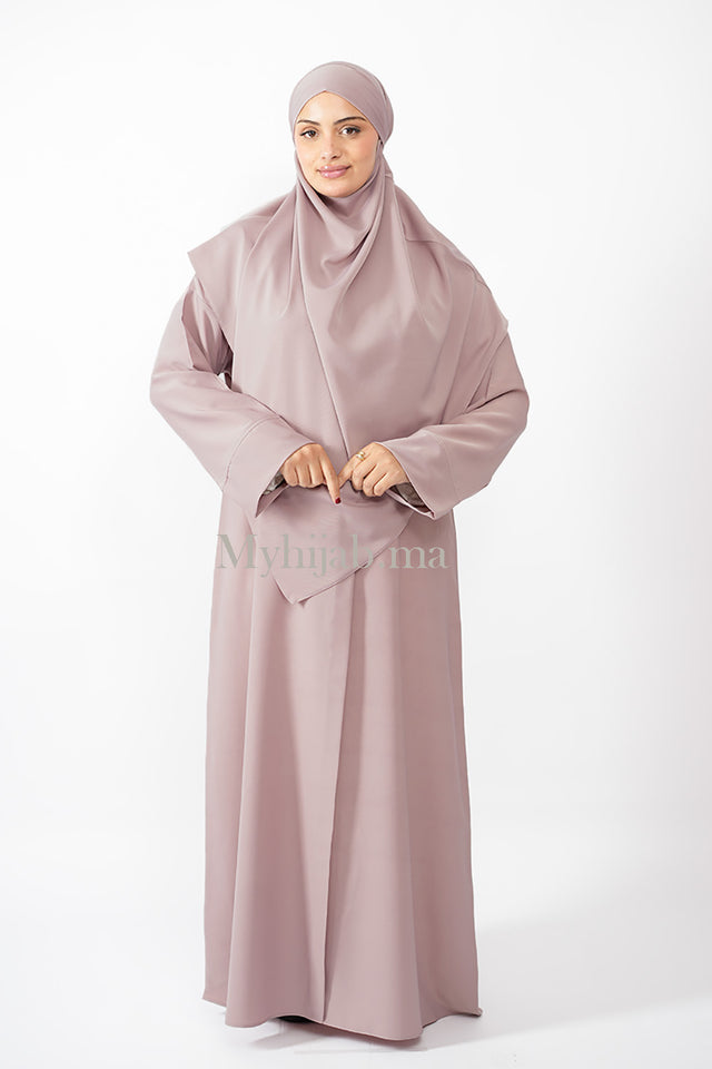 abaya khimar large - Rose noeud