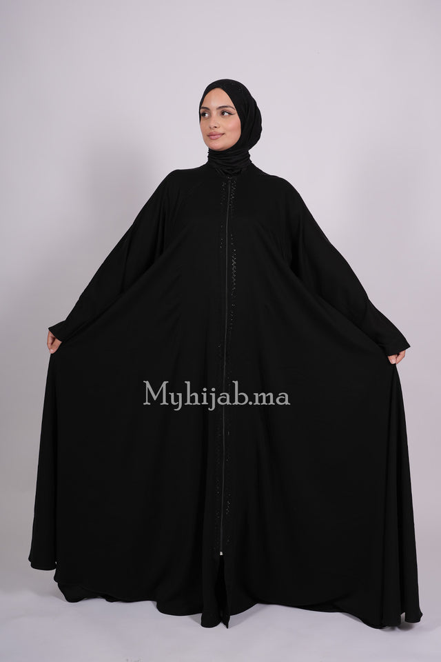 Abaya farasha strass - Noir