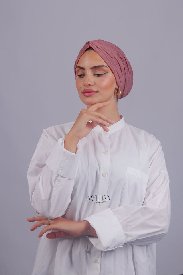 Turban Croisé Cotton - Rose cashire