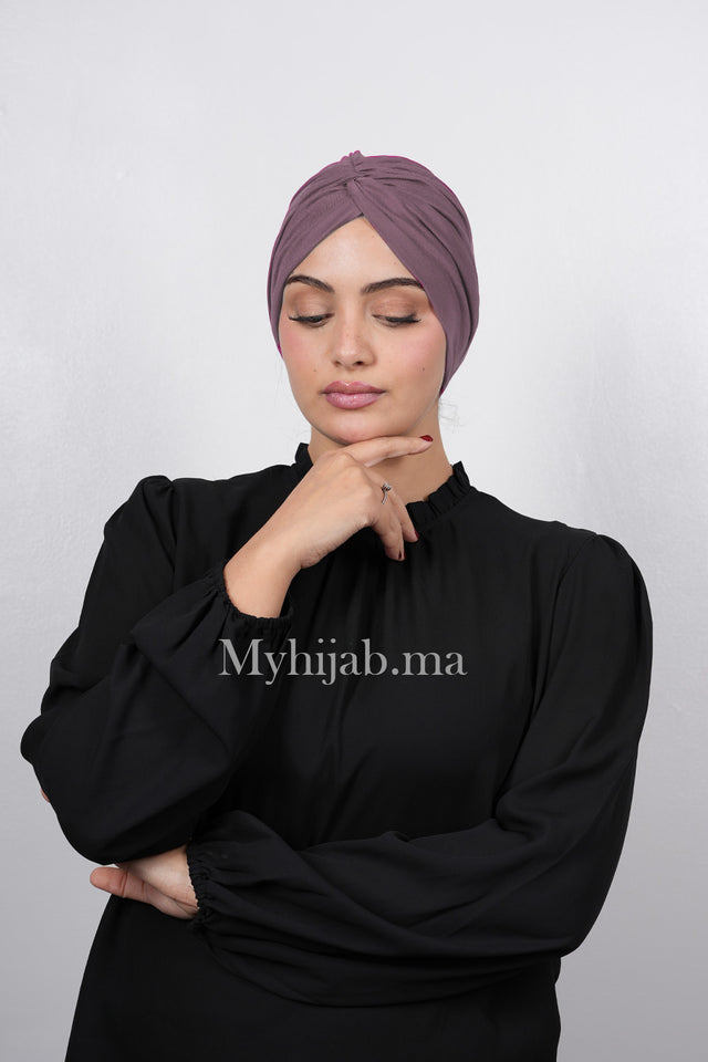Turban Croisé Cotton - Mauve lila