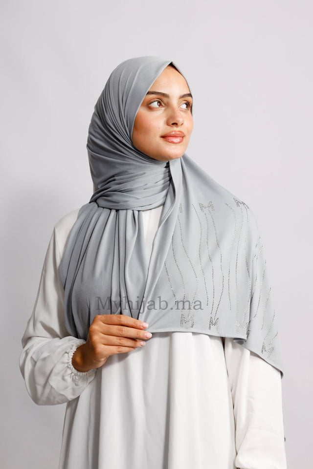 Jersey premium strass - Gris clair