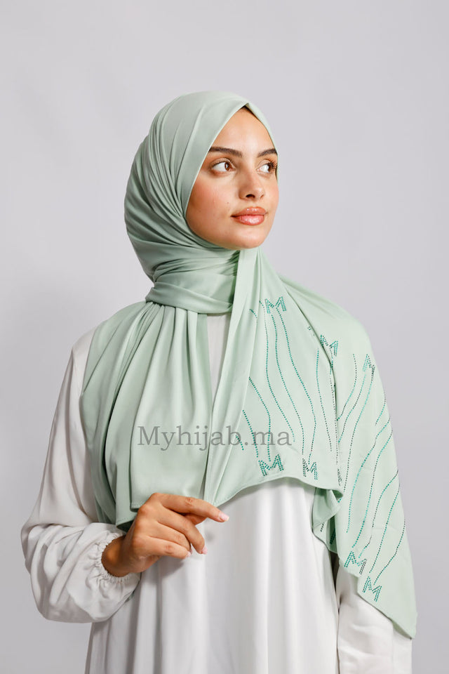Jersey premium strass - Vert pastel