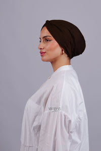 Turban Croisé Cotton - Marron fonce