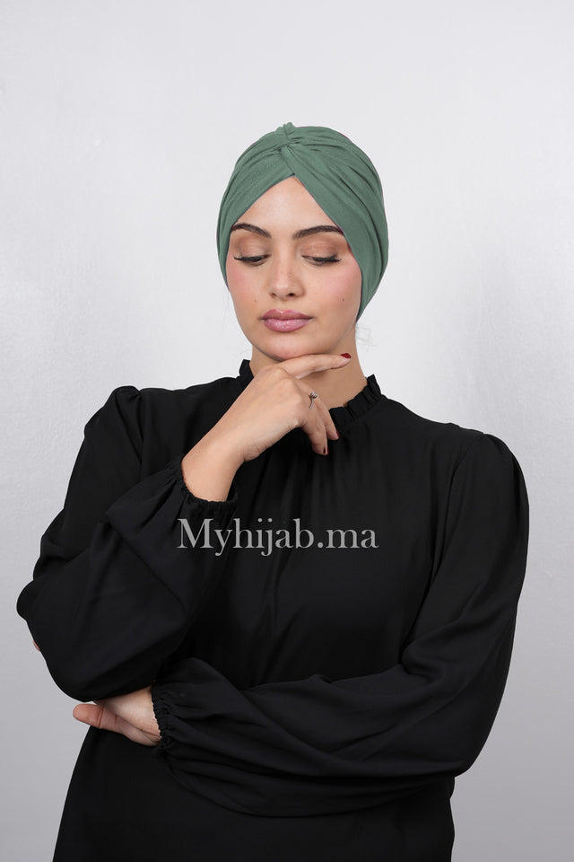 Turban Croisé Cotton - Vert militaire