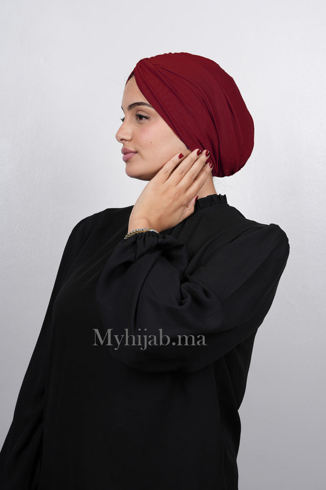 Turban Croisé Cotton - Grenat