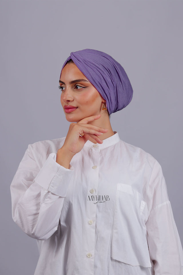Turban Croisé Cotton - Mauve