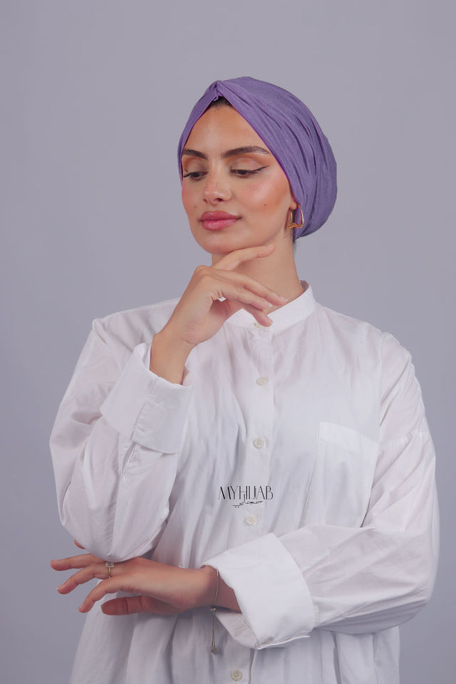 Turban Croisé Cotton - Mauve