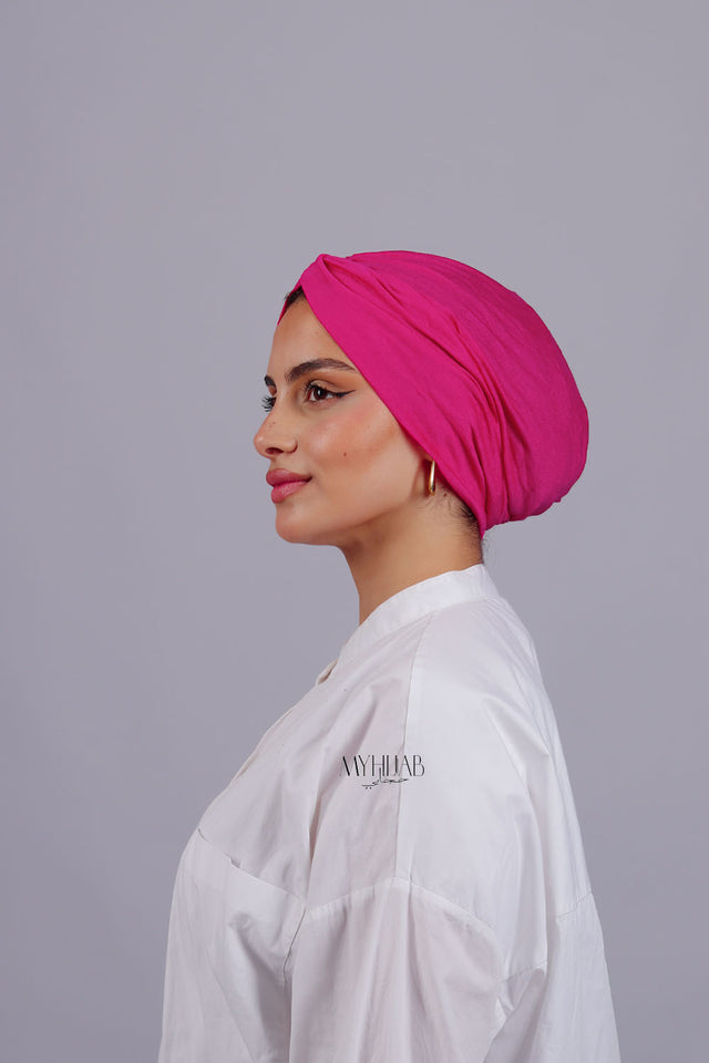 Turban Croisé Cotton - Rose fushia