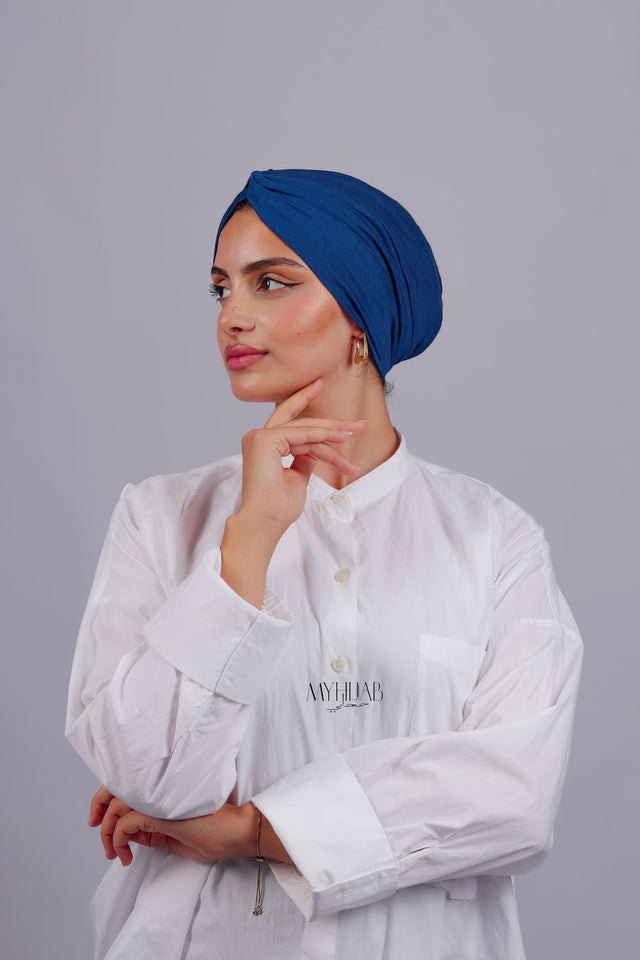 Turban Croisé Cotton - Bleu