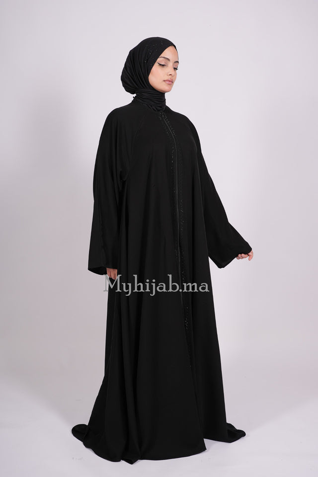 Abaya farasha strass - Noir