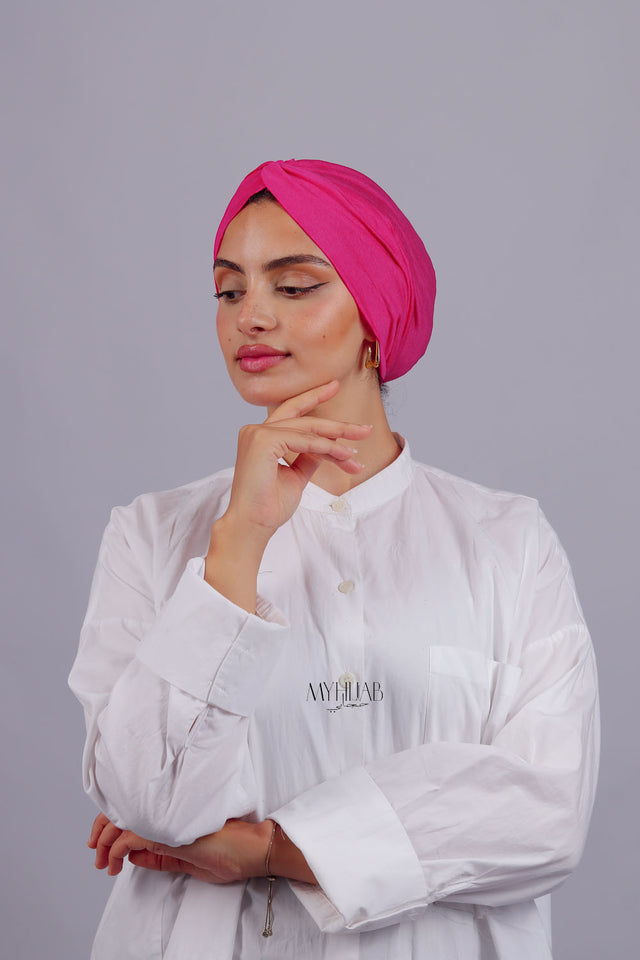 Turban Croisé Cotton - Rose fushia