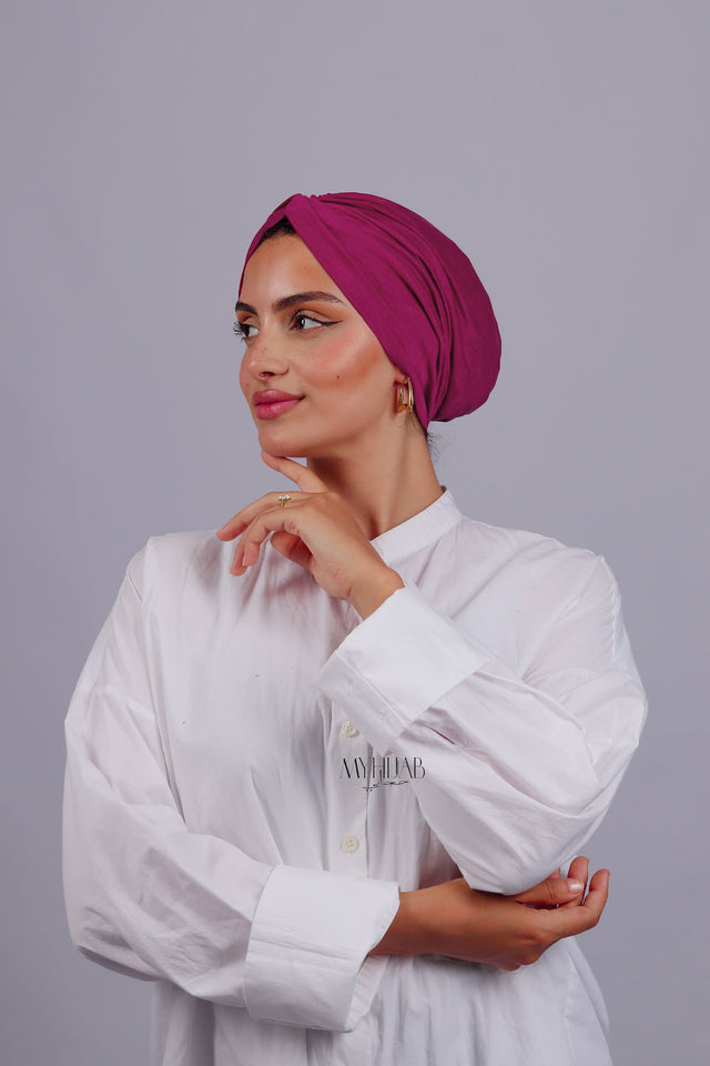 Turban Croisé Cotton - Rose indien