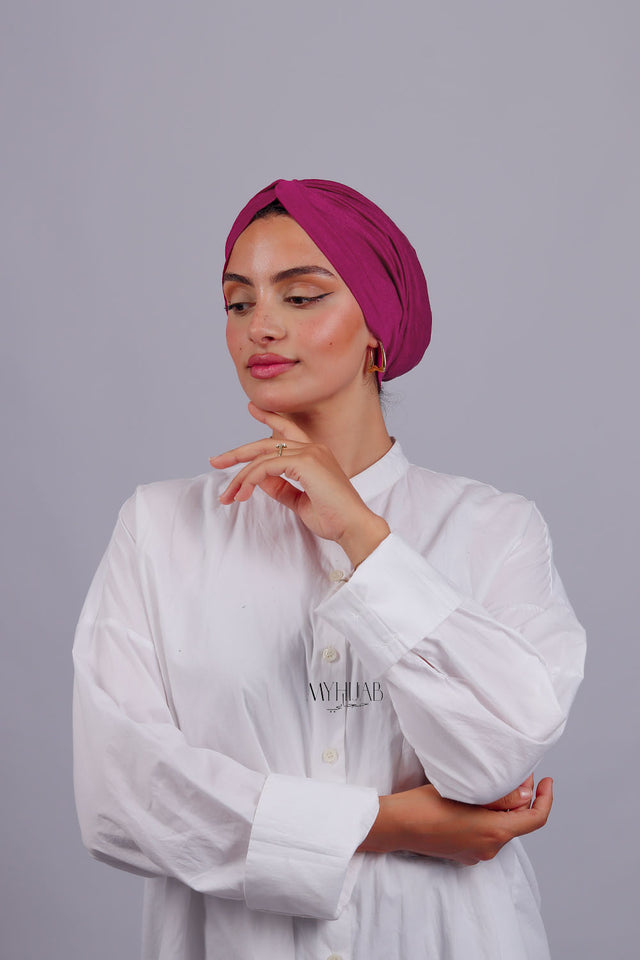 Turban Croisé Cotton - Rose indien