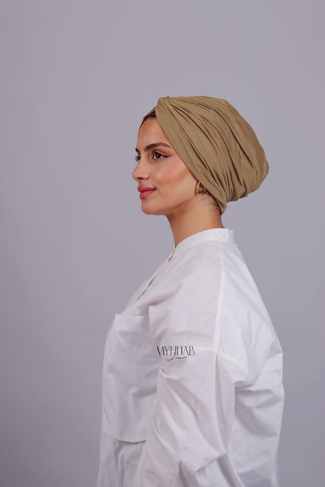 Turban Croisé Cotton - Beige foncé