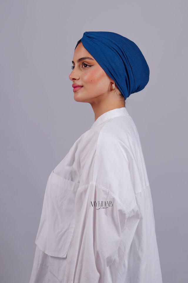 Turban Croisé Cotton - Bleu
