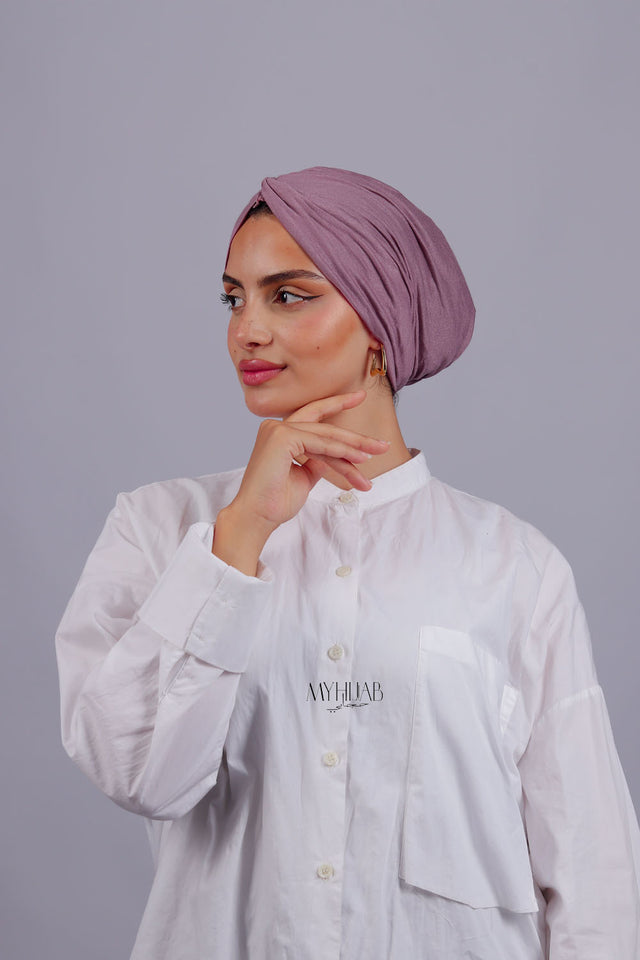 Turban Croisé Cotton - Mauve lilas