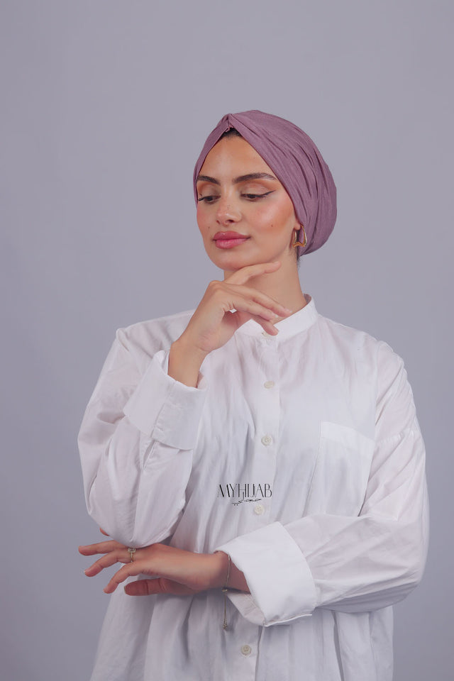 Turban Croisé Cotton - Mauve lilas