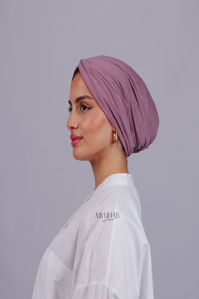 Turban Croisé Cotton - Mauve lilas