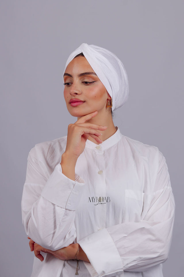 Turban Croisé Cotton -Blanche