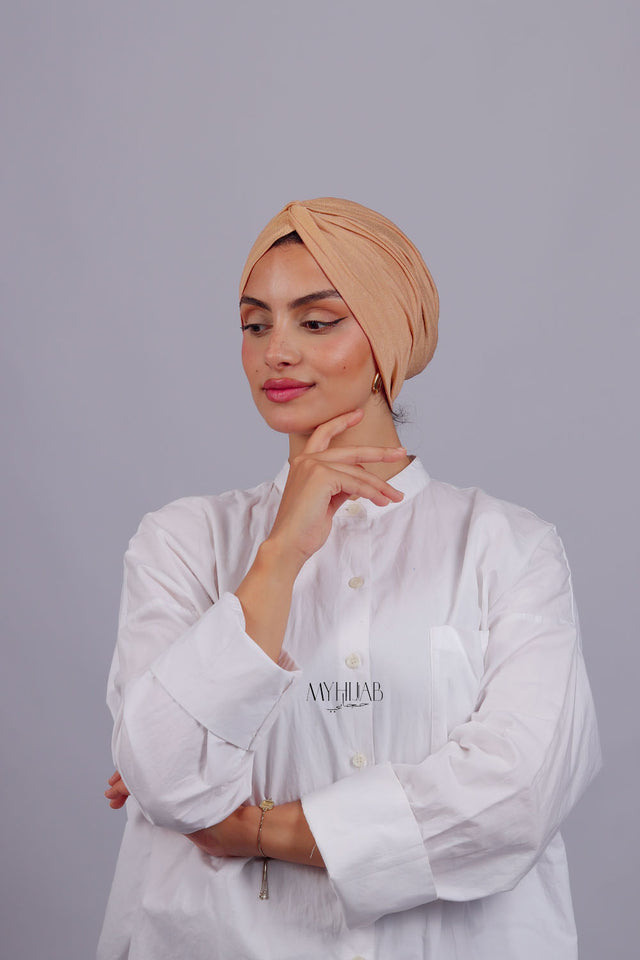 Turban Croisé Cotton - Beige abricot