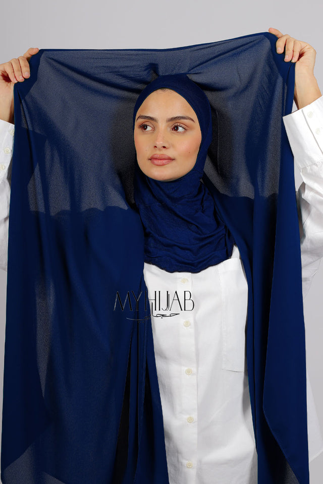 Crepe Bonnet Ninja - Bleu Marine