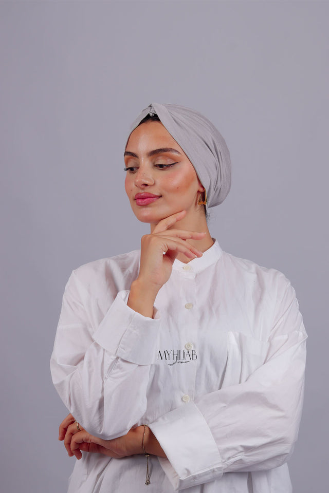 Turban Croisé Cotton - Gris clair